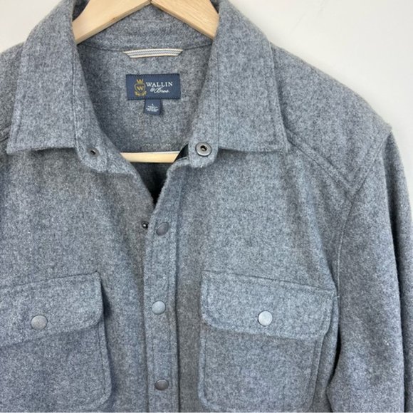 Wallin & Bros. Gray Wool Shirt Jacket Heavy Button Front Shirt - Picture 3 of 7